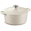 image:imageTramontina Bestow Enameled Cast Iron Dutch Oven Pot with Lid Round 55quart Cactus Gold KnobMatte White