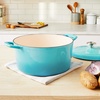 image:imageTramontina Bestow Enameled Cast Iron Dutch Oven Pot with Lid Round 55quart Cactus Gold KnobMedium Blue