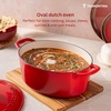 image:imageTramontina Bestow Enameled Cast Iron Dutch Oven Pot with Lid Round 55quart Cactus Gold KnobRed