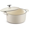image:imageTramontina Bestow Enameled Cast Iron Dutch Oven Pot with Lid Round 55quart Cactus Gold KnobMatte White