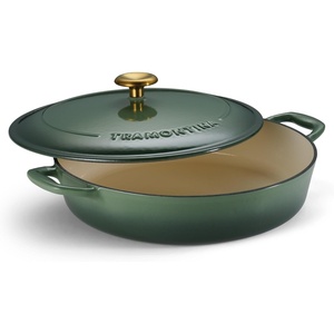 image:imageTramontina Bestow Enameled Cast Iron Dutch Oven Pot with Lid Round 55quart Cactus Gold KnobCactus