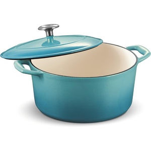 image:imageTramontina Bestow Enameled Cast Iron Dutch Oven Pot with Lid Round 55quart Cactus Gold KnobMedium Blue