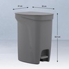image:imageTramontina 25 Gallon Plastic Trash Bin with Step Pedal  Gray  Durable Injection Molded Design Lid Liner and Steel Rod 81200023DS