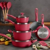 image:imageTramontina Solara 14Piece Ceramic Non Stick Cookware Set with Lids HeavyGauge Aluminum Pots and Pans Kitchen Set with Nonstick Coating Dishwasher and Oven Safe TealRed