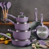 image:imageTramontina Solara 14Piece Ceramic Non Stick Cookware Set with Lids HeavyGauge Aluminum Pots and Pans Kitchen Set with Nonstick Coating Dishwasher and Oven Safe TealPurple