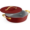 image:imageTramontina Fiora 425Quart Multipurpose Ceramic Non Stick Cooking Pan with Lid GrayMerlot