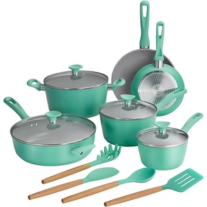 image:imageTramontina Solara 14Piece Ceramic Non Stick Cookware Set with Lids HeavyGauge Aluminum Pots and Pans Kitchen Set with Nonstick Coating Dishwasher and Oven Safe TealTeal