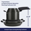 image:imageTramontina Aluminum Non Stick 11Piece Nesting Pots and Pans Set with Lids  Naval Kitchen Nonstick Cookware Set Dishwasher and Oven SafeDark Gray Ceramic