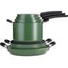 image:imageTramontina Aluminum Non Stick 11Piece Nesting Pots and Pans Set with Lids  Naval Kitchen Nonstick Cookware Set Dishwasher and Oven SafeGreen Ceramic