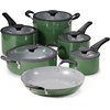image:imageTramontina Aluminum Non Stick 11Piece Nesting Pots and Pans Set with Lids  Naval Kitchen Nonstick Cookware Set Dishwasher and Oven SafeGreen Ceramic