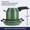 image:imageTramontina Aluminum Non Stick 11Piece Nesting Pots and Pans Set with Lids  Naval Kitchen Nonstick Cookware Set Dishwasher and Oven SafeGreen Ceramic