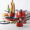 image:imageTramontina Aluminum Non Stick 11Piece Nesting Pots and Pans Set with Lids  Naval Kitchen Nonstick Cookware Set Dishwasher and Oven SafeRed
