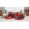 image:imageTramontina Aluminum Non Stick 11Piece Nesting Pots and Pans Set with Lids  Naval Kitchen Nonstick Cookware Set Dishwasher and Oven SafeRed