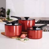 image:imageTramontina Aluminum Non Stick 11Piece Nesting Pots and Pans Set with Lids  Naval Kitchen Nonstick Cookware Set Dishwasher and Oven SafeRed