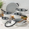 image:imageTramontina Aluminum Non Stick 11Piece Nesting Pots and Pans Set with Lids  Naval Kitchen Nonstick Cookware Set Dishwasher and Oven SafeWhite Ceramic
