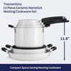 image:imageTramontina Aluminum Non Stick 11Piece Nesting Pots and Pans Set with Lids  Naval Kitchen Nonstick Cookware Set Dishwasher and Oven SafeWhite Ceramic