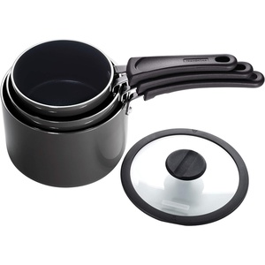 image:imageTramontina Aluminum Non Stick 11Piece Nesting Pots and Pans Set with Lids  Naval Kitchen Nonstick Cookware Set Dishwasher and Oven SafeGray