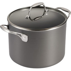 image:imageTramontina Hard Anodized Non Stick 8Quart Stock Pot with Glass Lid Pasta Pot with Reinforced Nonstick Coating Oven SafeStock Pot