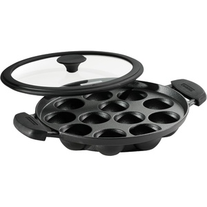 image:imageTramontina Utsava PreSeasoned Cast Iron Appam Pan 12Hole Appe Pan with Lid Great for Paniyaram Takoyaki and more