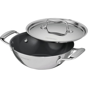image:imageTramontina Utsava TriPly Clad Stainless Steel 6Quart Kadai with Lid and Ceramic Non Stick Interior InductionReady Extra Large Kadhai Pot for Indian CookingCeramic