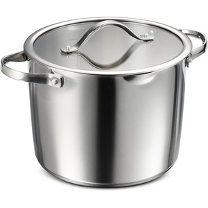 image:imageTramontina Tempo TriPly Base Stainless Steel 8Quart Stock Pot with Glass Lid InductionReady Pasta Pot OvenSafe DishwasherSafeStock Pot