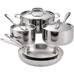 image:imageTramontina Signature TriPly Clad Stainless Steel 13Pc Pots and Pans Set  Cookware Kitchen Set InductionReady DishwasherSafe NSFCertified8Piece