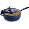 image:imageTramontina Bestow Enameled Cast Iron 25Qt Sauce Pan with Lid Blue  InductionReady Saucepan OvenSafeBlue