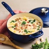 image:imageTramontina Bestow Enameled Cast Iron 25Qt Sauce Pan with Lid Blue  InductionReady Saucepan OvenSafeBlue