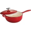 image:imageTramontina Bestow Enameled Cast Iron 25Qt Sauce Pan with Lid Blue  InductionReady Saucepan OvenSafeRed