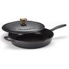 image:imageTramontina Bestow Enameled Cast Iron 10Inch Skillet with Lid Blue  Perfect Pan for Frying Searing Braising and OventoTable CookingSmoke