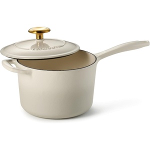 image:imageTramontina Bestow Enameled Cast Iron 25Qt Sauce Pan with Lid Blue  InductionReady Saucepan OvenSafeLatte