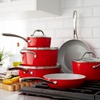 image:imageTramontina 10Pc Ceramic Non Stick Pots and Pans Set with LidsRed